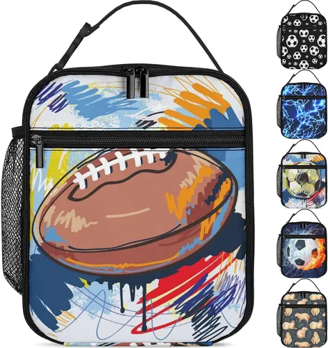Miniatura 11 de Lonchera Lightning para niños y niñas, bolsa de almuerzo aislada reutilizable con bolsillo lateral, lonchera azul para niñas, niños y adolescentes