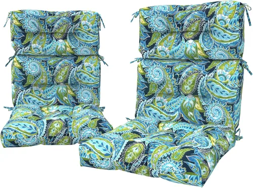 Miniatura 25 de LVTXIII Paquete de 2 cojines para sillas de respaldo alto para exteriores, 44 x 20 x 4 pulgadas, juego de cojines de patio al aire libre con lazos
