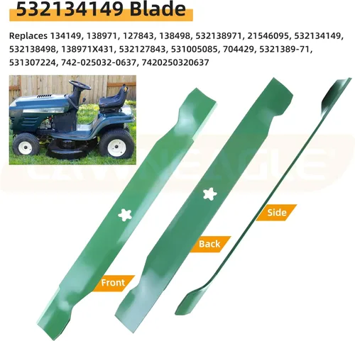 Miniatura 6 de 532134149 Cuchillas de cortacésped con pernos y arandelas para Husqvarna YTH18542 YTA18542 YTH1842 YTH22V42 Tractores Reemplaza 134149 Craftsman