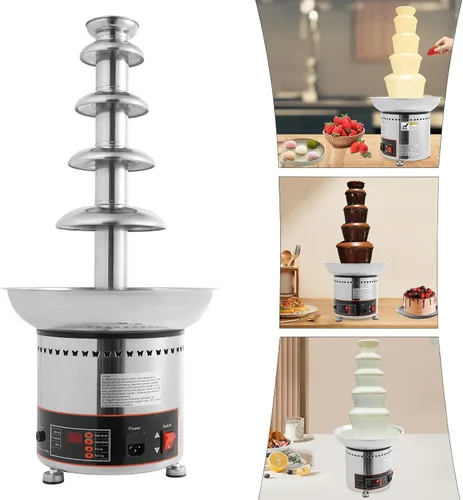 Miniatura 4 de Fuente de fondue de chocolate de 5 niveles, calentador eléctrico de acero inoxidable para derretir chocolate, máquina de fusión calentada, capacidad