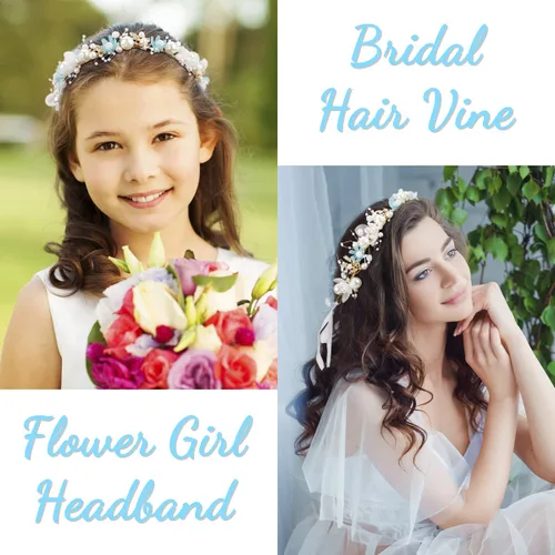 Miniatura 3 de Didder Diadema de flores, tiara y corona de perlas para mujeres y niñas, para sesión de fotos de maternidad, diadema de diamantes de imitación