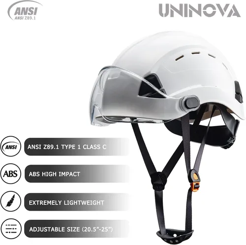Miniatura 5 de Hard Hats Construction OSHA ANSI Z89.1 Approved Safety Helmet Vented Hard Hat with Visor Adjustable 6 Pt Suspension Safety Hardhats Construction Work