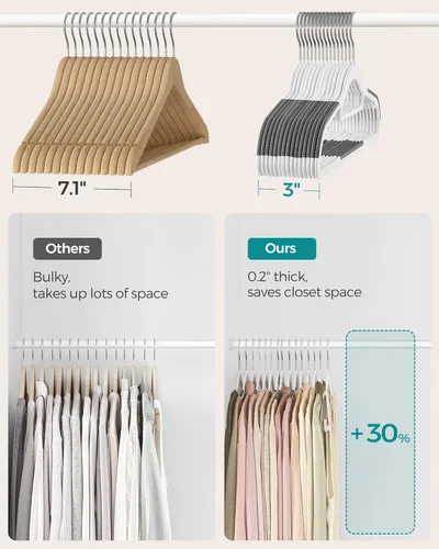 Miniatura 5 de SONGMICS UCRP020W02 - Paquete de 50 perchas de plástico resistente, perchas para ropa, color blanco y gris oscuro Blanco + gris oscuro