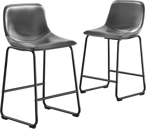 Miniatura 27 de TAVR Furniture Leathaire - Juego de 2 taburetes de tela con altura de mostrador, sillas de isla sin brazos, con capacidad para hasta 500 libras