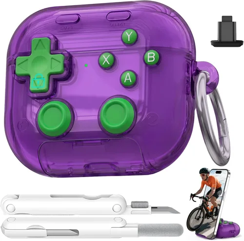 Miniatura 18 de Funda para AirPods Pro 3, con botón presionable, bloqueo de seguridad y soporte para teléfono, funda de regalo divertida para mujeres y hombres