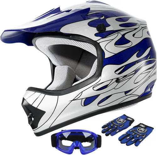 SLMOTO - Casco DOT para niños y jóvenes, casco de motocross todoterreno, casco de motociclismo de calle, casco de motocicleta ATV, casco de diseño