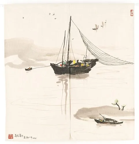 Miniatura 7 de Cortina japonesa Noren para puerta, impresión de caballo de tinta china, tapiz para entrada, decoración del hogar, 33.5 x 35.5 pulgadas