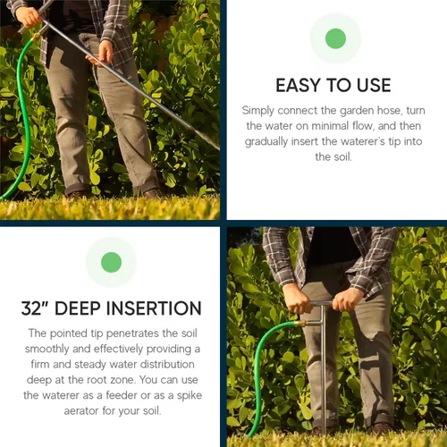 Miniatura 3 de Varomorus Alimentador de raíces profundas de acero inoxidable para riego de árboles, herramienta de riego para plantas al aire libre, sistema
