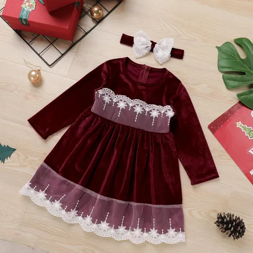 Miniatura 10 de IDOPIP Vestido tutú de terciopelo para niñas pequeñas, vestido de manga larga para princesa, Navidad, cumpleaños, fiesta, boda, vestidos de otoño e