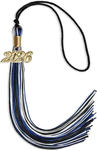 Miniatura 142 de Endea Graduation Borla mixta de triple color con gota de fecha dorada (negro/dorado/blanco, 2021)