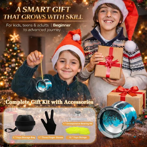 Miniatura 6 de YOYOSTUDIO T16 Yoyo Profesional Sensible para Niños 8-12, Yo yo de Doble Propósito para Niños y Adultos, Yoyo de Trucos Metálico con Kit