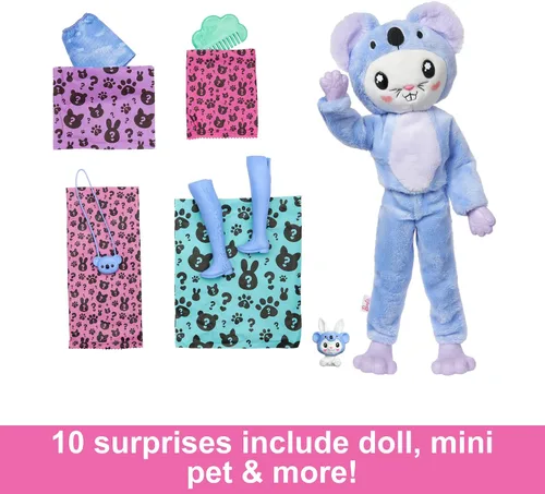 Miniatura 3 de Muñeca Barbie Cutie Reveal y Accesorios con Disfraz de Animal y 10 Sorpresas Incluyendo Cambio de Color, Conejo como Koala en Serie Temática