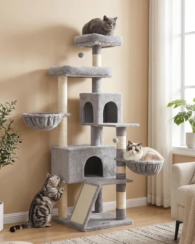 Miniatura 8 de Feandrea Árbol para gatos, torre para gatos de 68.5 pulgadas de alto, condominio de felpa de varios niveles con percha grande, postes rascadores