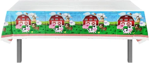 Miniatura 6 de Juego de vajilla de fiesta de animales de granja, 20 platos y 20 servilletas y mantel de 71 x 42 pulgadas, suministros de decoración para fiestas