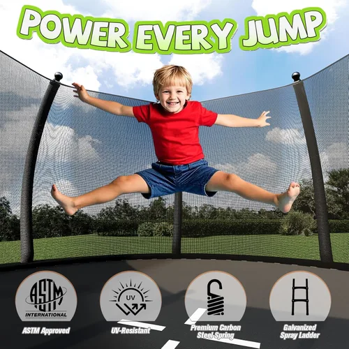 Miniatura 6 de YUMPIE - Trampolín de 8 pies, 10 pies, 12 pies, 14 pies, 15 pies, 16 pies, para exteriores, con red de seguridad y escalera, trampolines recreativos