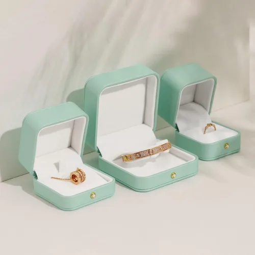Miniatura 2 de Oirlv Magnífico collar verde menta caja de regalo de cuero collar cajas para joyería regalo terciopelo interior colgante caja