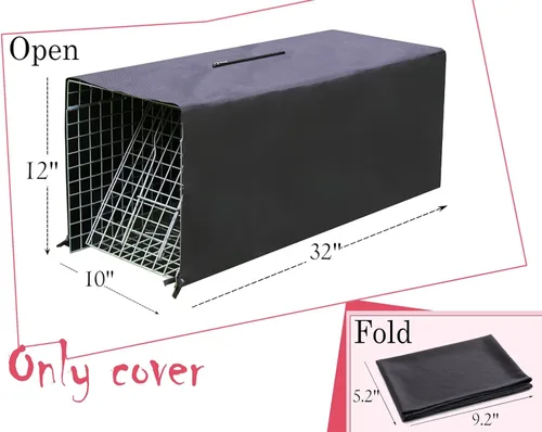 Miniatura 2 de Funda para jaula de animales vivos, trampa para gatos callejeros de 32 pulgadas, trampa plegable con puerta real para mapaches, zarigüeyas