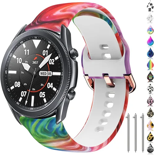 Miniatura 19 de Correa de reloj floral de 0.866 pulgadas compatible con Samsung Galaxy Watch 3 de 1.772 pulgadas/Gear S3 Frontier/Classic, correa de silicona