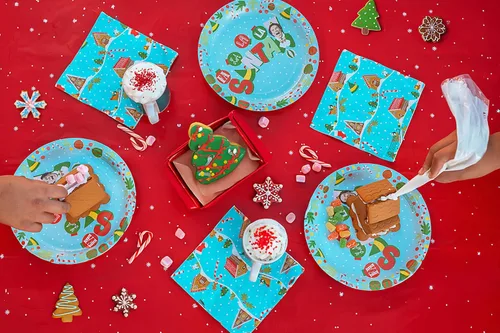 Miniatura 11 de Silver Buffalo Elf Buddy the Elf Fa La La Santa Snow Christmas - Paquete de 32 platos de papel desechables y servilletas para fiestas Buddy the Elf