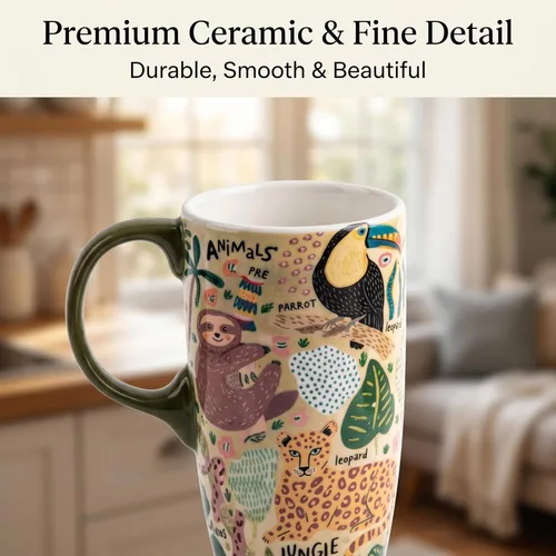 Miniatura 3 de Topadorn Taza de viaje de cerámica de 17 onzas con tapa, taza de café grande, sin plomo, apta para microondas y lavavajillas, taza reutilizable