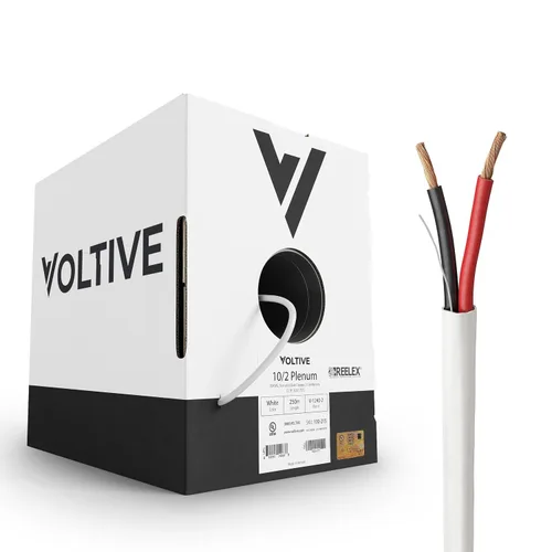 Miniatura 23 de Voltive Cable de altavoz 16/2, Plenum CL3P, negro, 100 pies - 16AWG, 2 conductores, cobre trenzado sin oxígeno, listado UL - V-1217-1