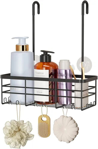 Miniatura 15 de HapiRm Organizador de ducha colgante - Organizador de ducha sin perforaciones con ganchos, estantes de baño de acero inoxidable 304 a prueba de Negro