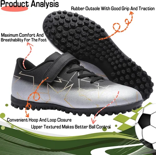 Miniatura 3 de Timarmtr Zapatos de fútbol para niños y niñas, zapatos de fútbol de interior para niños y niñas, zapatos de fútbol profesionales atléticos