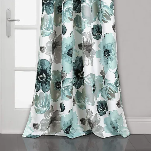 Miniatura 4 de Lush Decor Leah - Paneles de cortinas para ventana con filtro de luz, par, 52" de ancho x 95" de largo, azul - cortinas florales para dormitorio