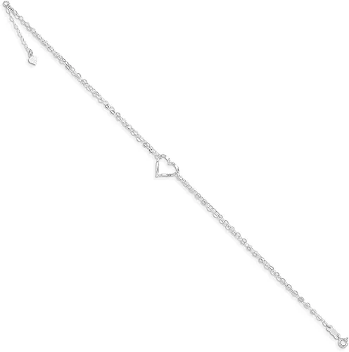 Miniatura 2 de Icecarats Joyas De Diseño 14K oro blanco doble Strand Corazón Tobillera En 9inch