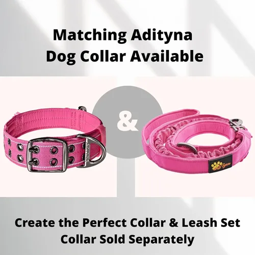 Miniatura 7 de ADITYNA Correa táctica elástica para perro de 6 pies - 7.5 pies – Correa de absorción de golpes con 2 asas acolchadas, cierre de metal, cinturón