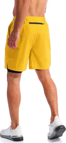 Miniatura 3 de Pudolla Mens 2 in 1 Running Shorts 7" Quick Dry Gym Athletic Workout Shorts for Men with Phone Pockets