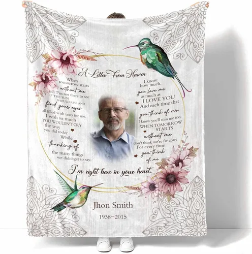 Miniatura 22 de Se envía al día siguiente, manta conmemorativa personalizada con fotos en memoria amorosa para seres queridos perdidos: Hecho en EE. UU., Imagen