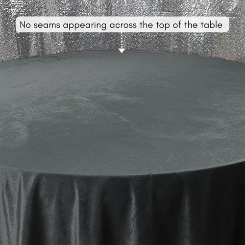 Miniatura 6 de YOUR CHAIR COVERS - Mantel redondo de terciopelo de 120 pulgadas - Mantel de lino negro para mesas redondas estándar