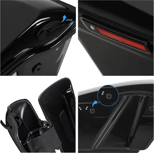 Miniatura 3 de XMT-MOTO Alforjas rígidas extendidas de 5 pulgadas para Harley Touring FLT, FLHT, FLHTCU, FLHRC, Road King, Road Glide, Street Glide, Electra Glide