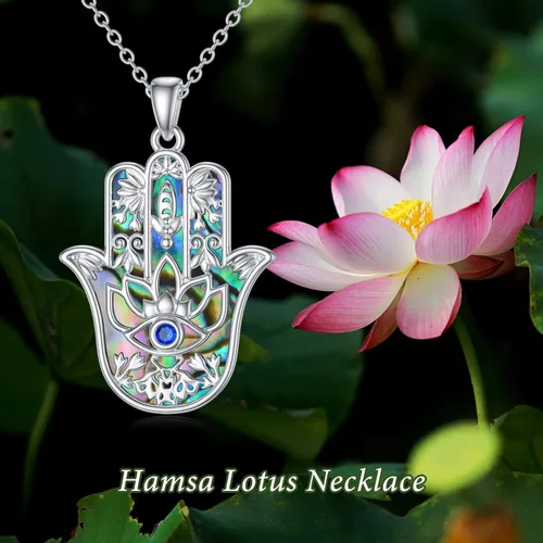 Miniatura 2 de PROESS Collar de plata de ley Hamsa Fátima collar de elefante, colgante de ojo azul, joyería para hombres, mujeres, niñas y niños