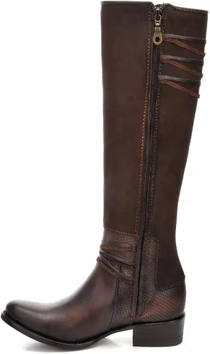 Miniatura 4 de Cuadra Botas altas para mujer en piel auténtica con cremallera, color marrón