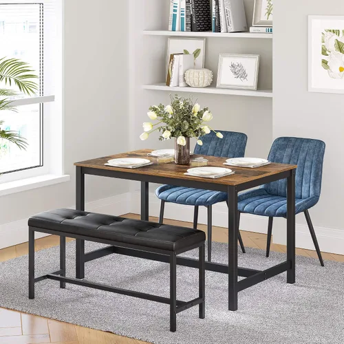 Miniatura 2 de VASAGLE Banco de mesa de comedor, banco otomano con asiento acolchado de piel sintética, marco de acero, 42.5 x 12.8 x 18.9 pulgadas, para comedor