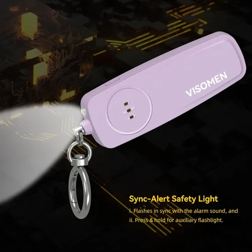 Miniatura 5 de Llavero de alarma de seguridad personal para mujeres, paquete de 3, sirena fuerte con luz LED intermitente, dispositivo de seguridad de emergencia