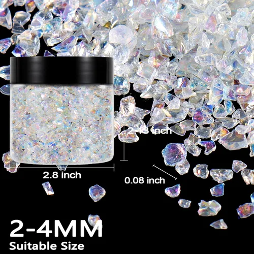 Miniatura 4 de Renfio Fragmentos de purpurina de vidrio triturado roto de 0.079 a 0.157 pulgadas, irregulares, pequeños chips metálicos gruesos, 7 onzas (7.05 oz)