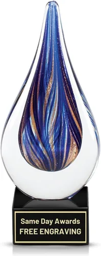 Miniatura 24 de Premio de Vidrio Artístico Soplado a Mano – Premio Elegante con Grabado Personalizado para Corporativo, Deportes, Jubilación, Reconocimiento