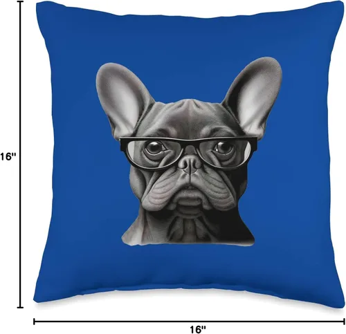 Miniatura 4 de French Bulldog Dog Stuff Frenchton Frenchieco Divertida cara de bulldog francés linda mamá francesa con almohada de lentes, 16 x 16 pulgadas