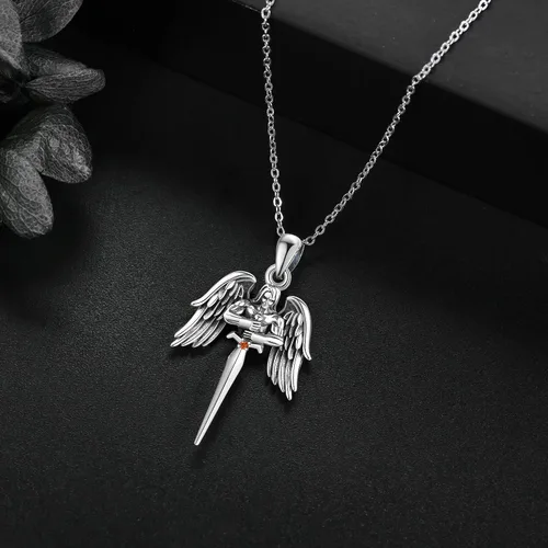Miniatura 4 de EXRANQO AnkhEye of HorusSt MichaelPeace Sign Necklace 925 Sterling Silver Egyptian Protection Necklace Jewelry Gifts for Women Men