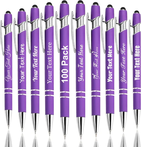 Miniatura 55 de Hasta 300 bolígrafos personalizados a granel con nombre personalizado con grabado gratis, puntas de lápiz capacitivo grabado, bolígrafo