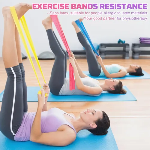 Miniatura 8 de 5 bandas de resistencia, bandas elásticas profesionales de ejercicio para fitness, yoga, pilates, estiramiento, entrenamiento de fuerza, bandas