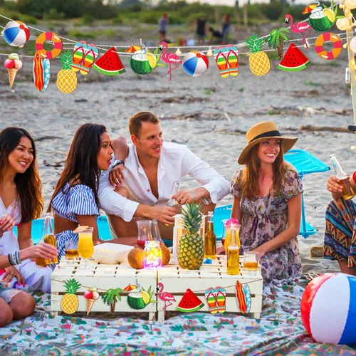 Miniatura 2 de Chunful 30 adornos de árbol de verano para Navidad en julio, decoración colgante de madera para playa, rebanadas de madera, adornos de árbol