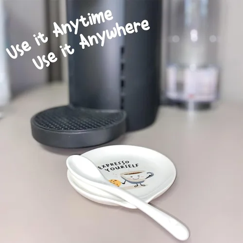 Miniatura 5 de Soporte para cuchara de cerámica blanca de 4 pulgadas con cuchara, soporte para cuchara de café para cocina, accesorios de barra de café, soporte