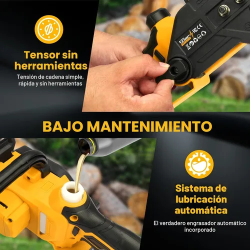 Miniatura 5 de Motosierra eléctrica inalámbrica de 12 pulgadas, motosierra de 20V alimentada por batería inalámbrica, motosierra con 2 baterías de iones de litio
