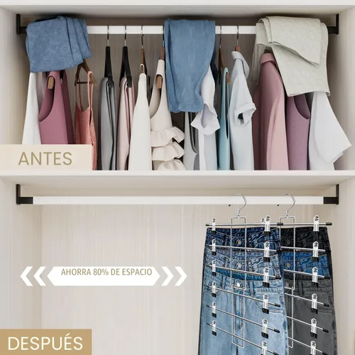 Miniatura 2 de Perchas para pantalones con clips, organizador de armario colgante de ahorro de espacio de 6 niveles, perchas para faldas con gancho giratorio