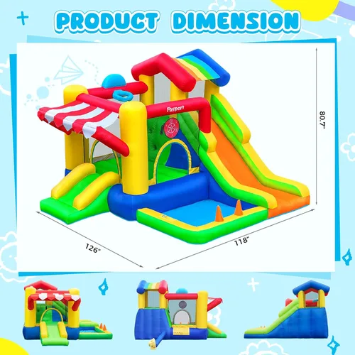 Miniatura 2 de FBSPORT - Castillo inflable con tobogán para niños, casa hinchable para saltar con soplador de aire, para interiores y exteriores, con fosa