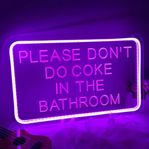 Miniatura 7 de Letrero de neón LED morado con texto en inglés «Please Don't Do Coke In The Bath» con USB para el hogar, dormitorio, baño, sala de juegos, bar